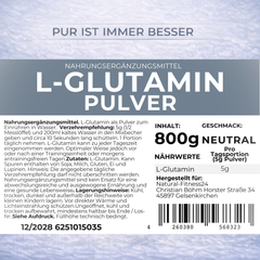 L-Glutamin Pulver 800g – Neutral