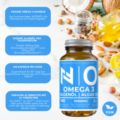 Vegane Omega 3 Kapseln mit Algenöl - 160 Kapseln
