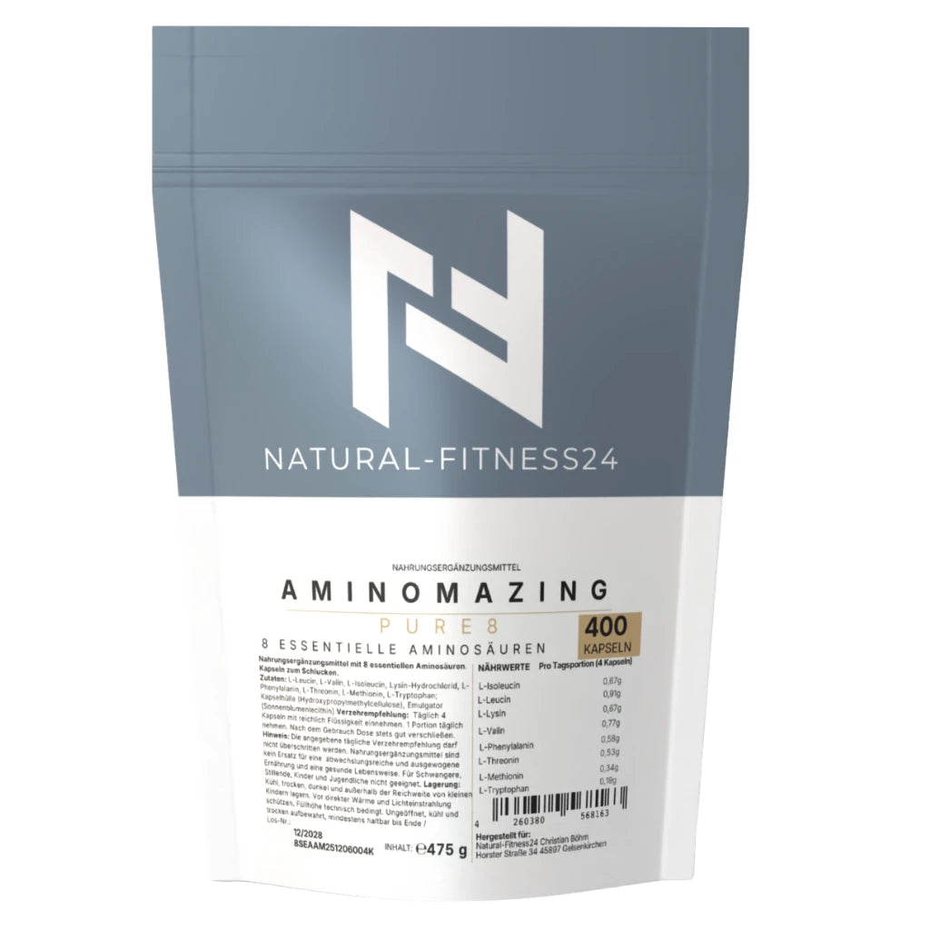 Aminomazing Pure 8 EAA Caps essentielle Aminosäuren 400 Kapseln , von Natural-Fitness24