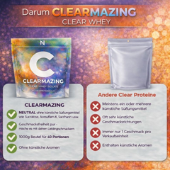 Clearmazing Clear Whey Protein Isolate 1000g Neutral Vergleich Testsiegel 2026| Natural-Fitness24