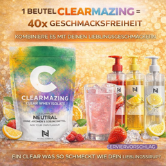 Clearmazing Clear Whey Protein Isolate 1000g Neutral mit Sirup Geschmackspulver | Natural-Fitness24