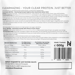 Clearmazing Clear Whey Protein Isolat – 500g | 87% Eiweißgehalt, Ohne Aroma & Süßungsmittel
