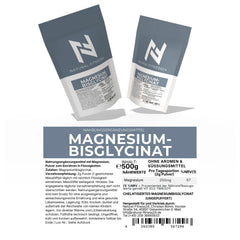 Magnesium Bisglycinat oder auch Glycinat genannt Nährwerte 250mg Magnesium pro 2g Pulver