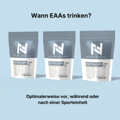 NF24 EAA Pulver 500g wann einnehmen? Vor, während oder nach einer Trainingseinheit, 8 essentielle Aminosäuren