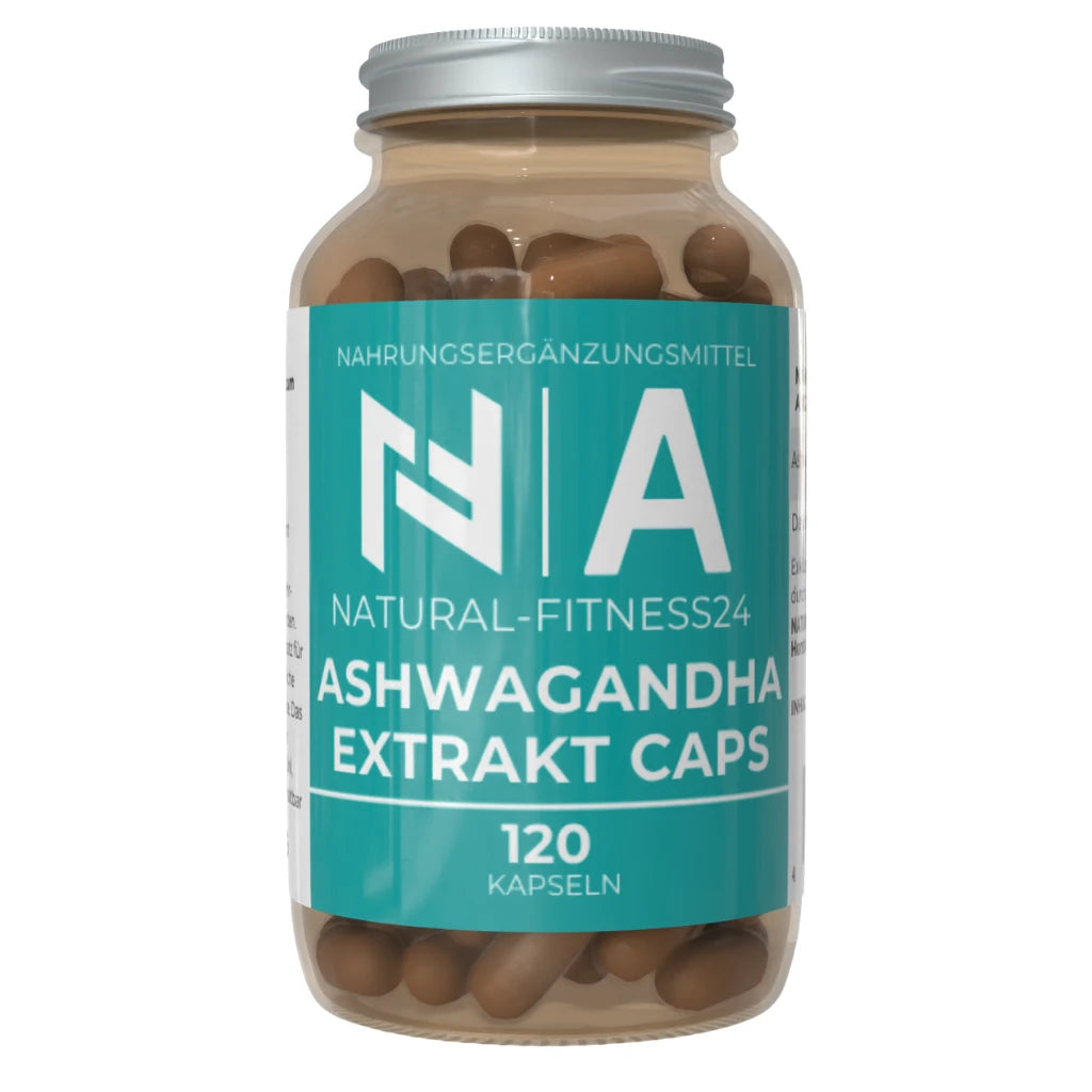 Natural-Fitness24 Ashwagandha Extrakt Kapseln 120 Stück pro Glasdose