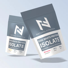 Egg Protein Isolat in verschiedenen Geschmacksrichtungen Kirsche, Waldfrucht, Pfirsich-Eistee und Waldfrucht. 85% Eiweissanteil von Natural-Fitness24 Whey Alternative
