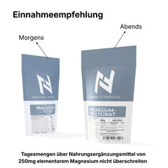 Magnesium Bundle Citrat für morgens Bisglycinat für abends von Natural-Fitness24