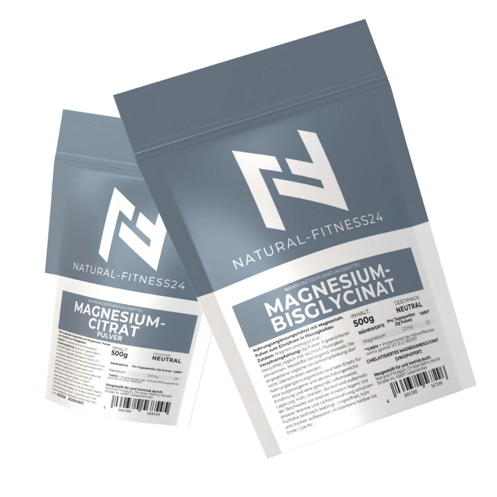 Magnesium Pulver Bundle aus Citrat und Bisglycinat jeweil 500g Beutel