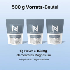 Natural-Fitness24 magnesium-Citrat 500g Pulver für 500 Tage
