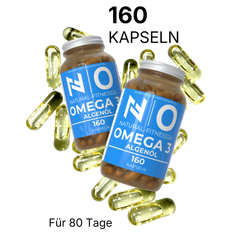 Vegane Omega 3 Algenöl Kapseln EPA DHA 160Kapseln 80 Tagesvorrat
