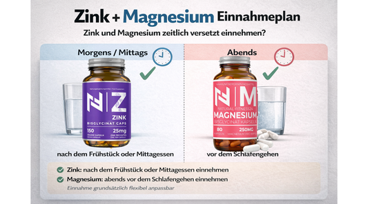 Zink und Magnesium Einnahmeplan – Zink morgens oder mittags, Magnesium abends