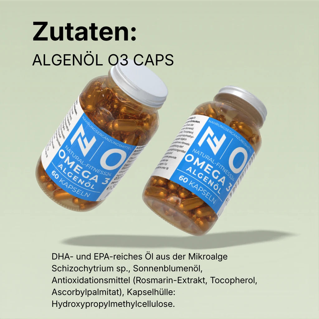 Natural-Fitness24 Algenöl Omega3 EPA DHA 60 Kapseln vegan Zutatenliste