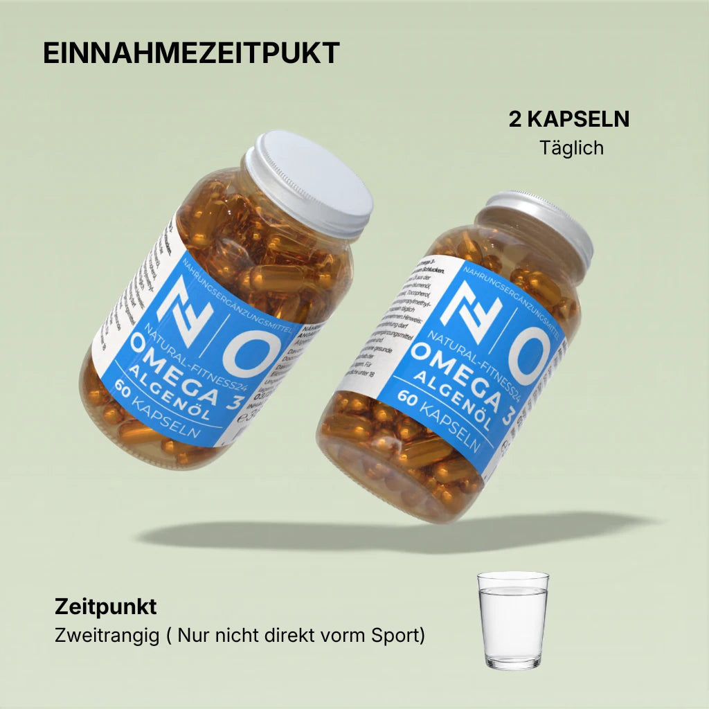 Natural-Fitness24 Algenöl Omega3 EPA DHA 60 Kapseln vegan Wann einnehmen