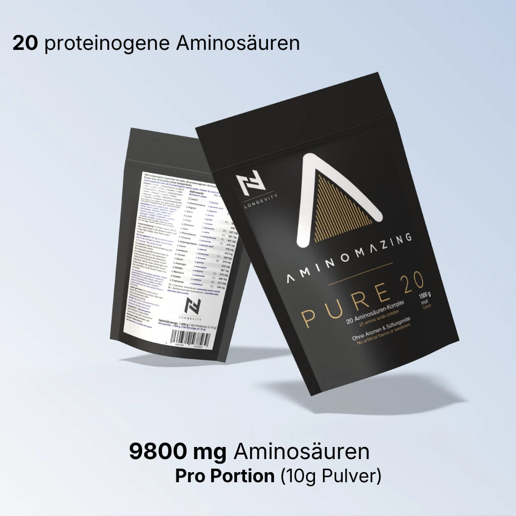 20 proteinogene Aminosäuren Pulver 1000g für 100 Portionen