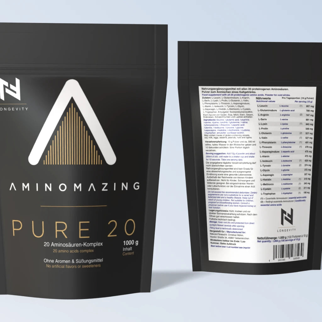 Aminomazing Pure 20 Aminosäuren ohne unnötige Zusatzstoffe wie Aromen und Süßungsmittel 1000g