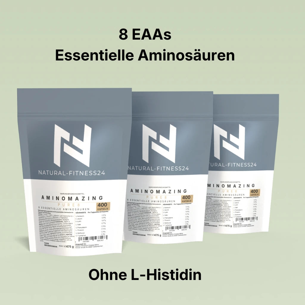 Aminomazing Pure 8 EAA Caps essentielle Aminosäuren ohne L-Histidin, 400 Kapseln , von Natural-Fitness24 