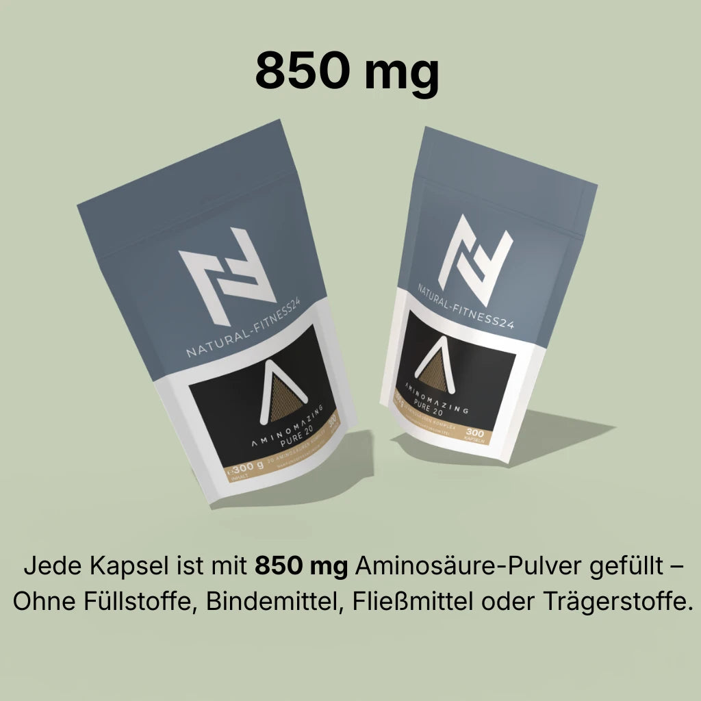 850mg Aminosäurenpulver pro Kapsel enthalten