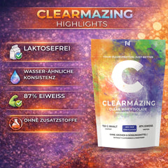 Clearmazing Clear Whey Isolate 750g Neutral ohne Zusatzstoffe wie Aroma und Süßungsmittel 87% Eiweiss