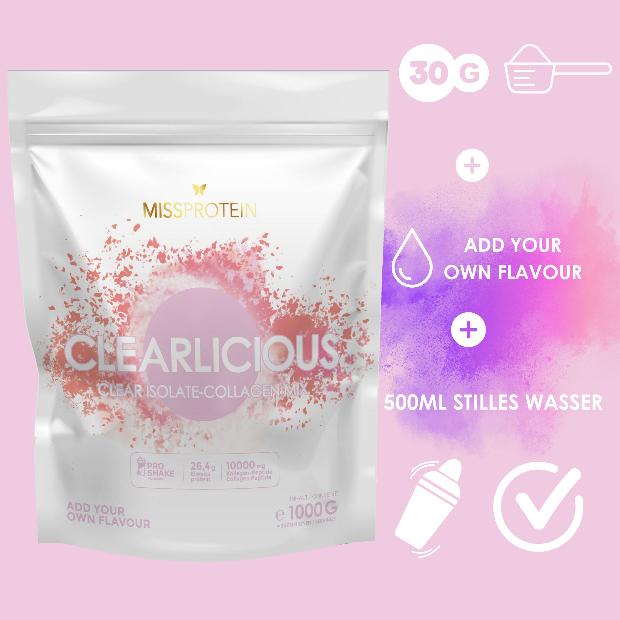MissProtein Clearlicious - Clear Isolate & Kollagen Mix 1Kg