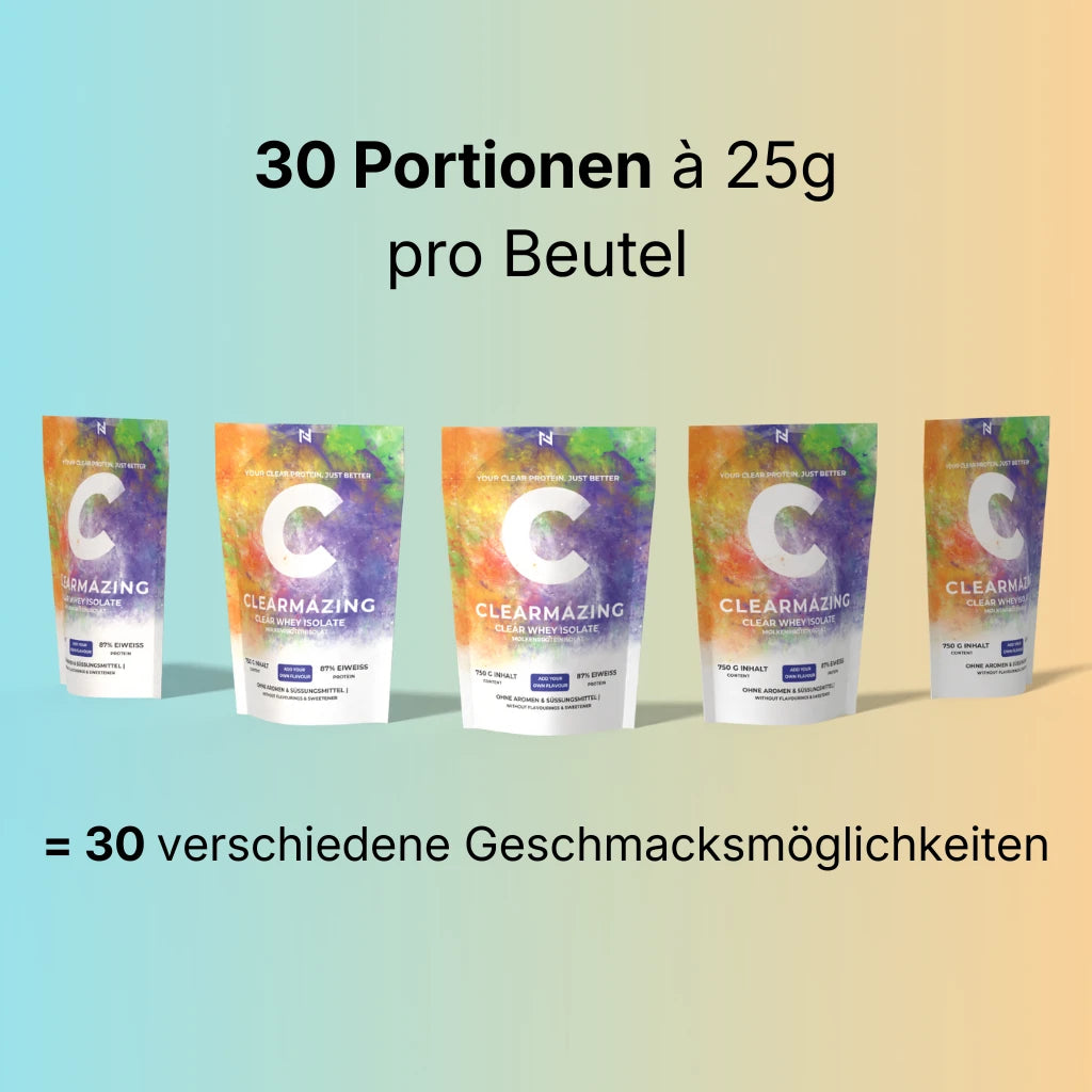 Clearmazing Clear Whey Isolate 750g Neutral ohne Zusatzstoffe wie Aroma und Süßungsmittel für 30 Eiweissshakes