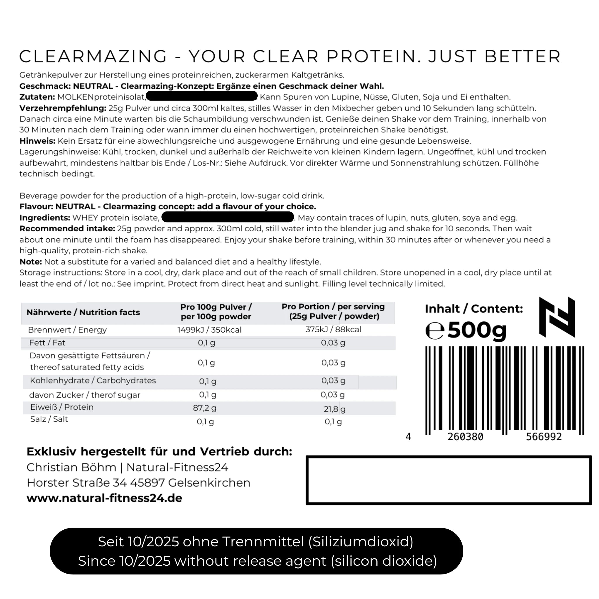 Clearmazing Naehrwerte 500g