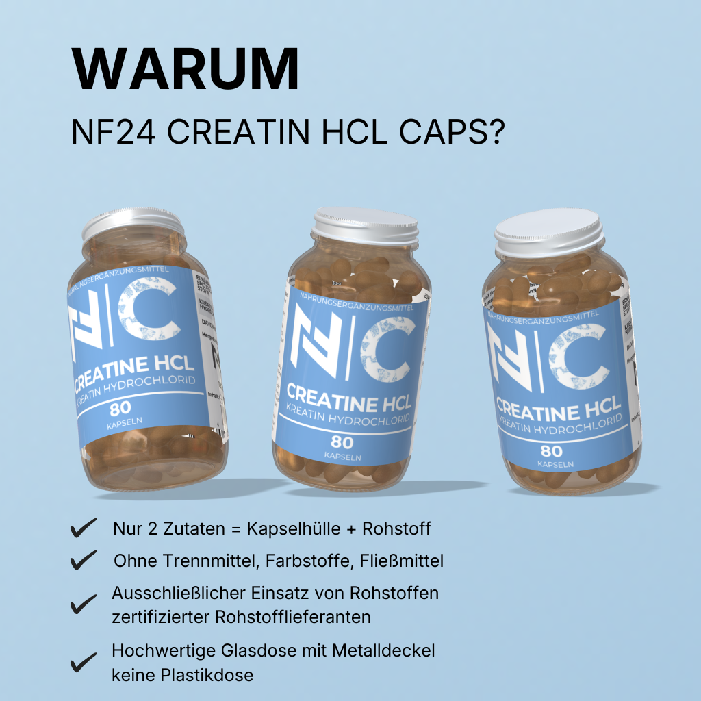 Natural-Fitness24 Creatin HCL Hydrochlorid Kapseln Premium Qualität