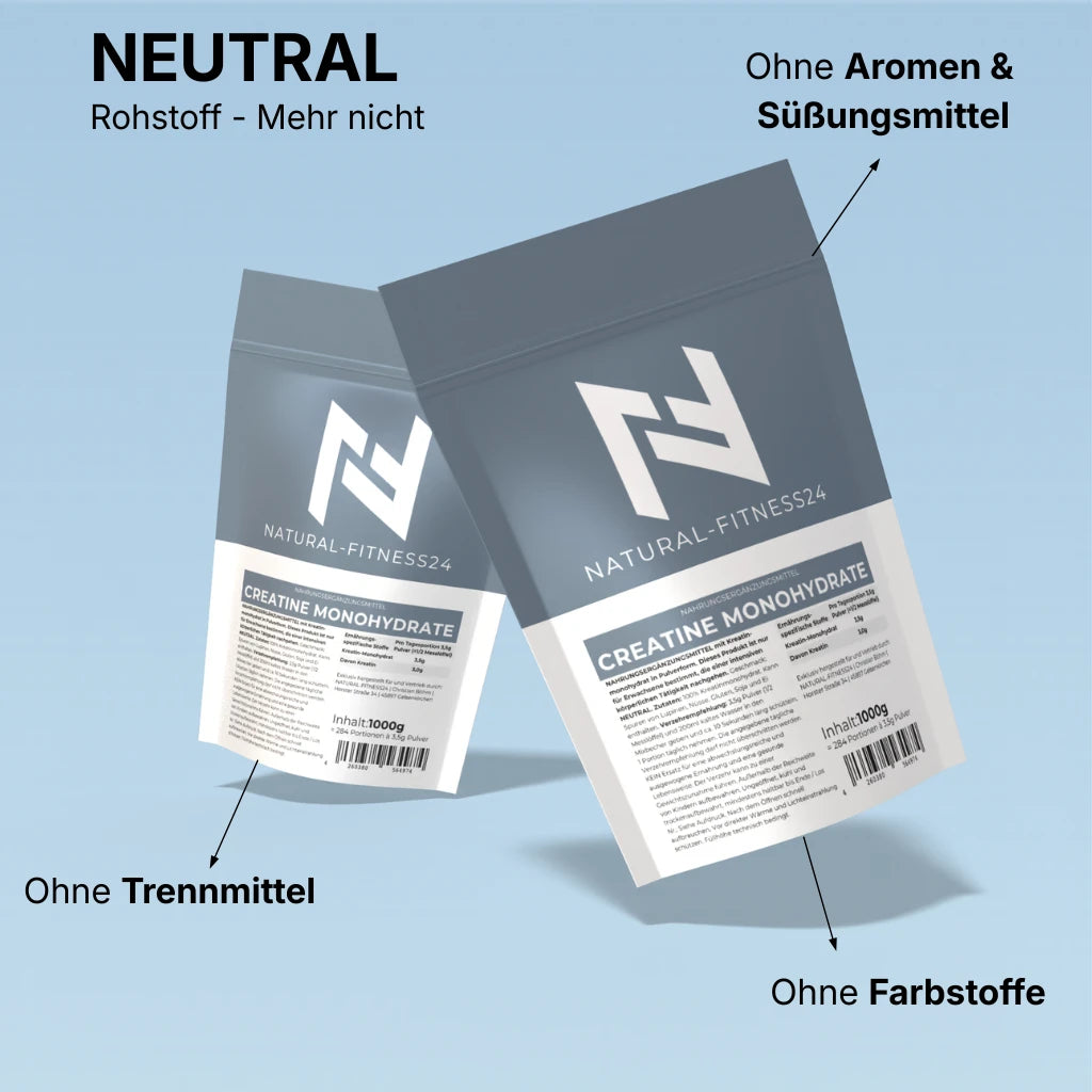 Natural-Fitness24 Creatin Monohydrat 1kg Neutral ohne Zusatzstoffe