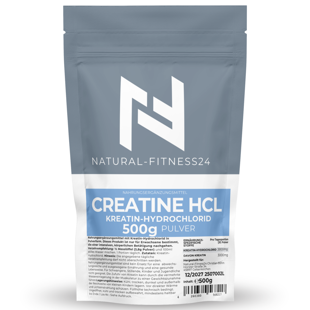 Creatin HCL (Hydrochlorid) Pulver 500g - Neutral