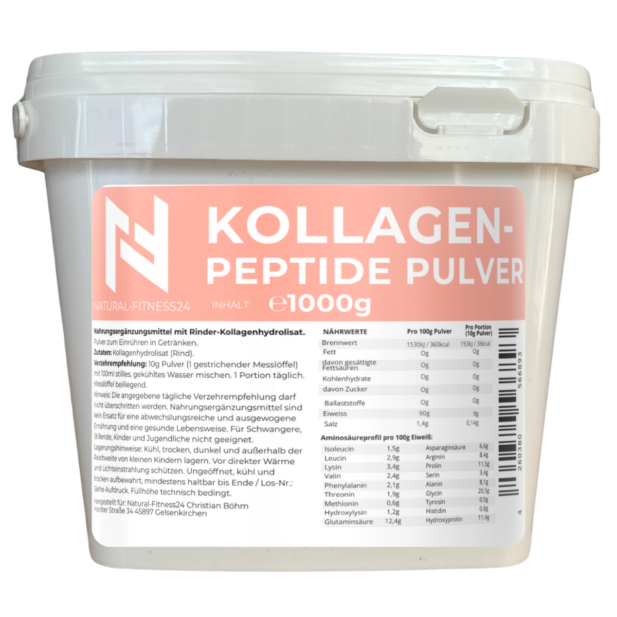 Kollagen Peptide Pulver 1Kg – Kollagenhydrolysat ohne Zusatzstoffe