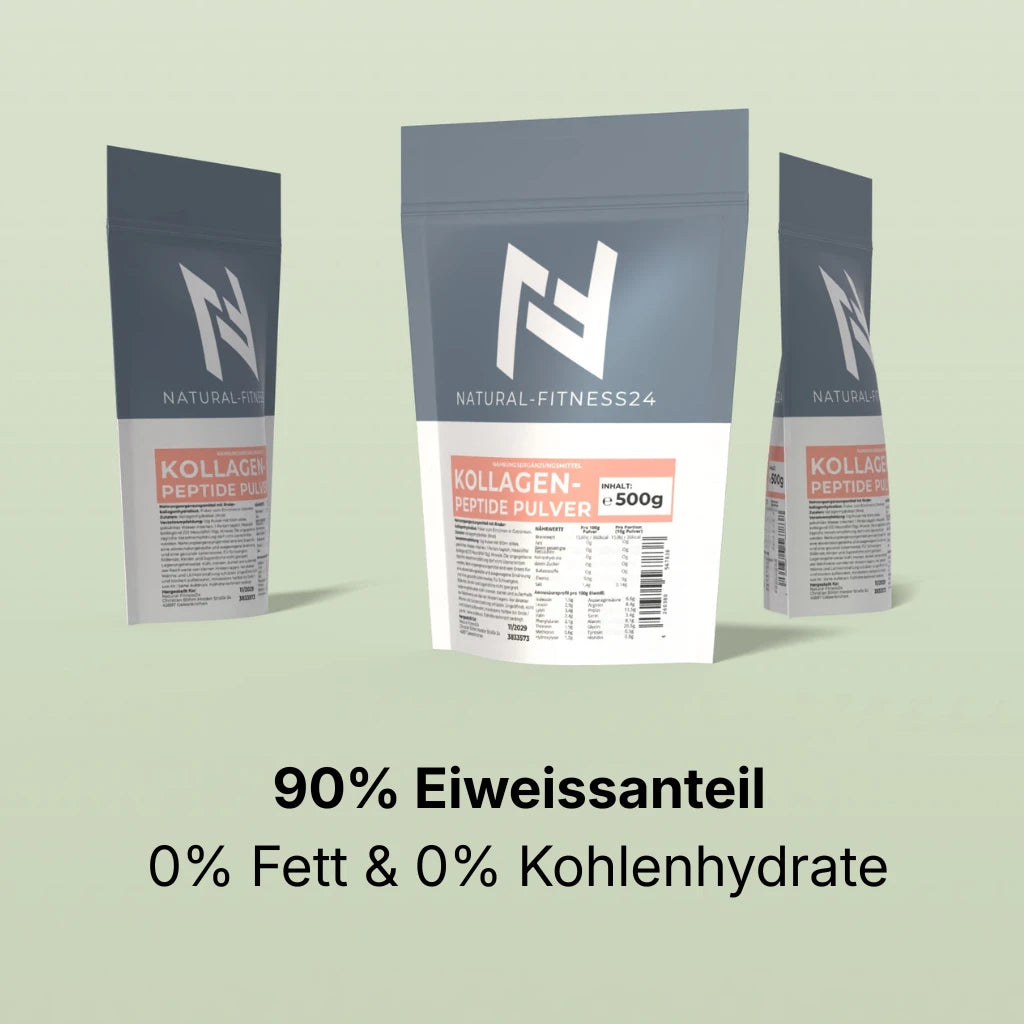 Kollagen Peptide Pulver 500g Neutral von Natural-Fitness24 90% Eiweiss 0% Kohlenhydrate 0% Fett