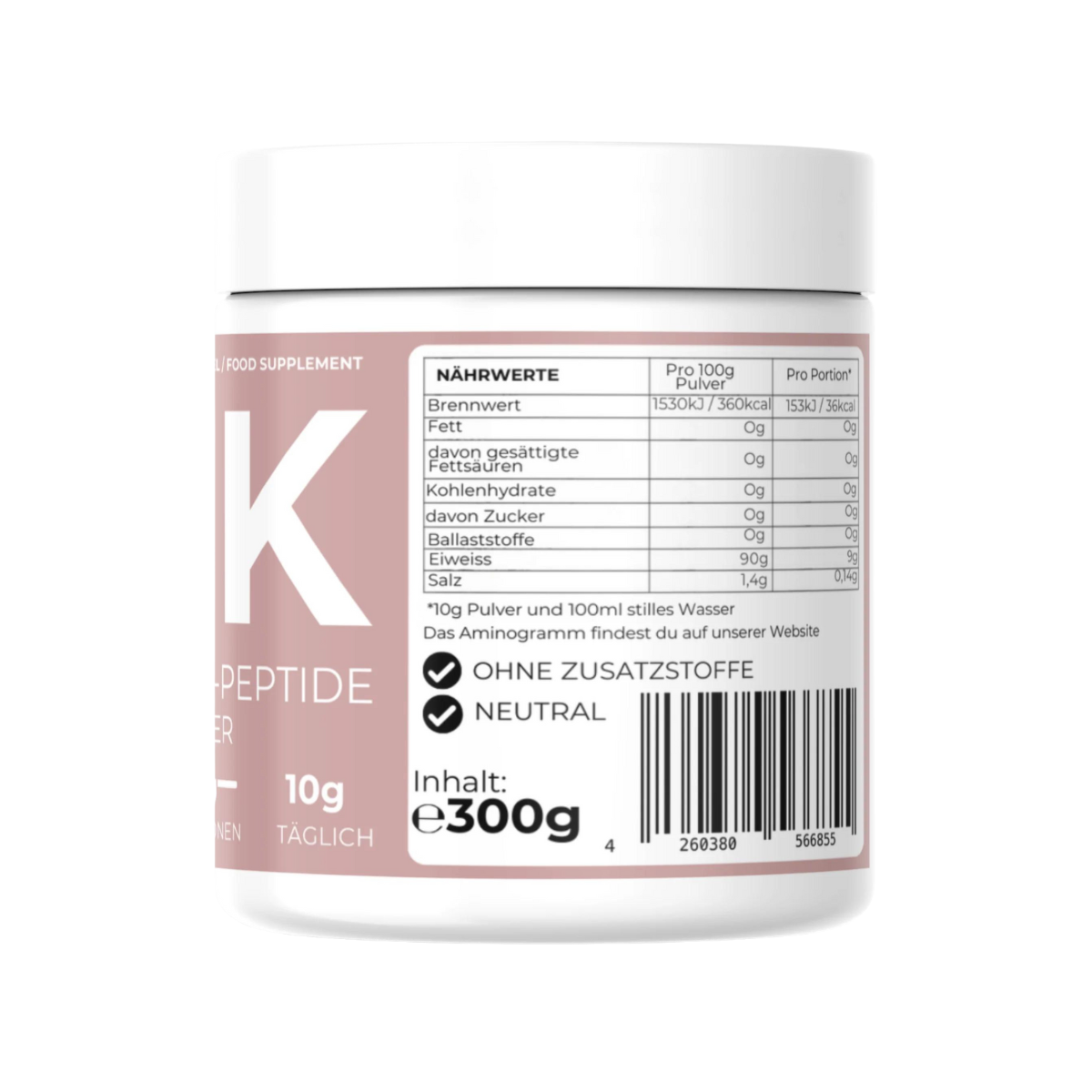 Kollagen Peptide Pulver 300g – 100% Kollagenhydrolysat ohne Zusatzstoffe