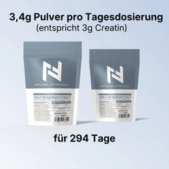Natural-Fitness24 Kreatinmonohydrat neutral ohne unnötige Zusatzstoffe wie Aromen und Süßungsmittel 1000g für 294 Tagesportionen