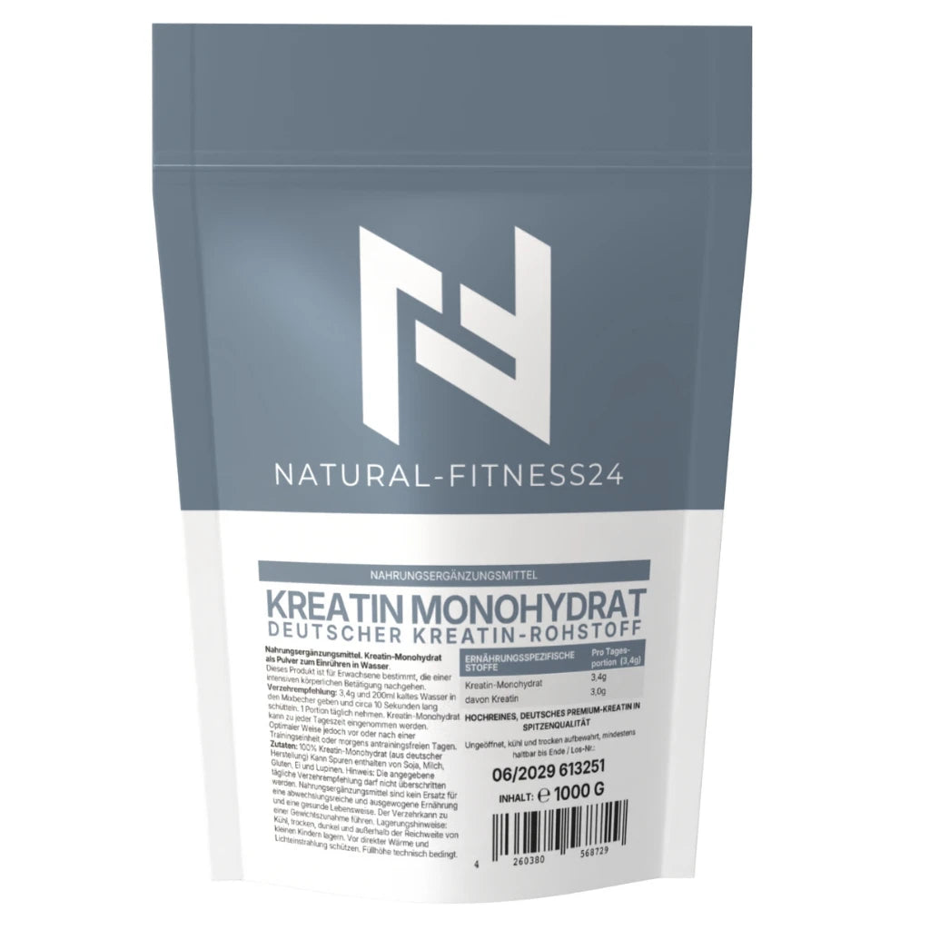 Natural-Fitness24Kreatin Monohydrat 1000g Pulver mit deutschem Kreatin Rohstoff 
