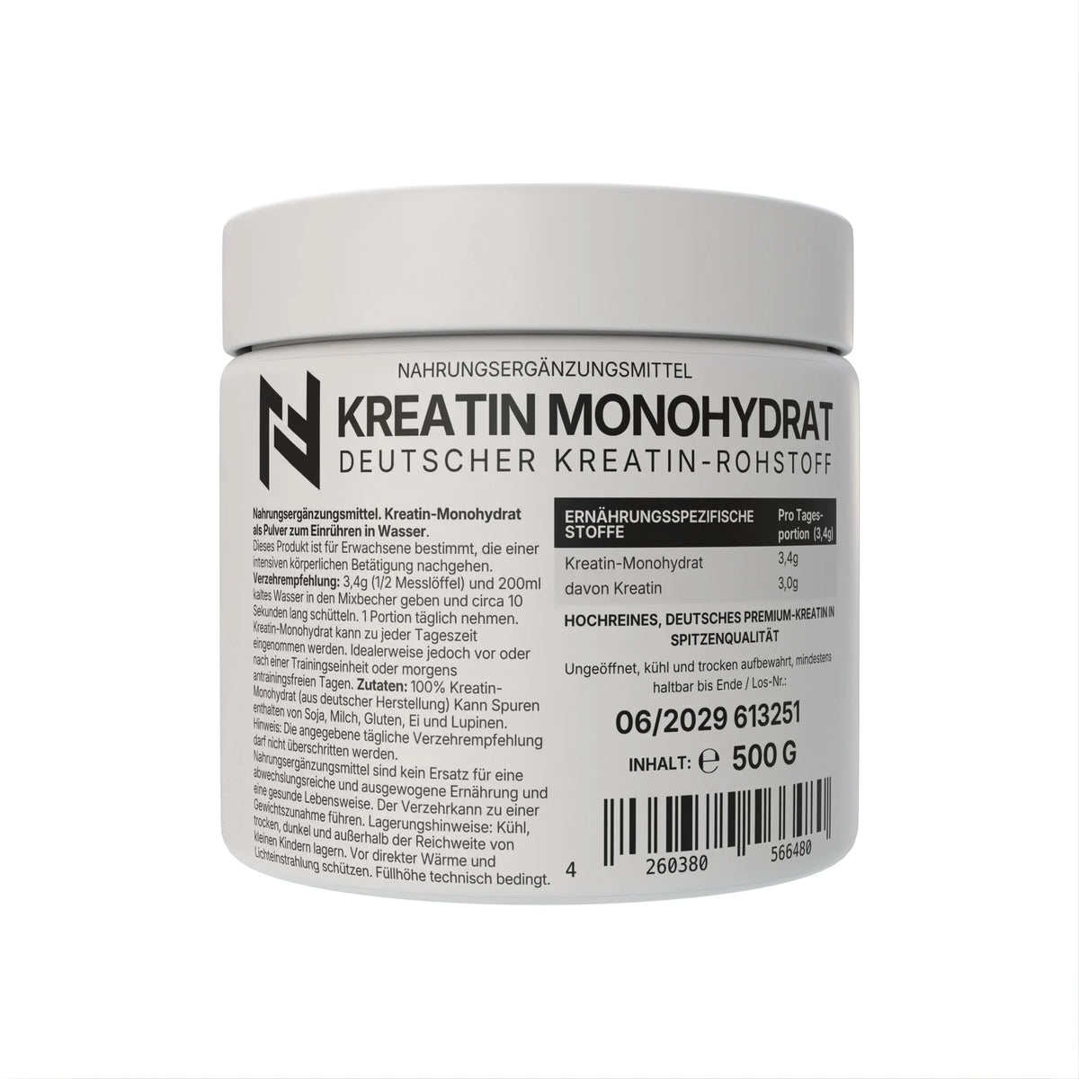 NF24 Kreatin Monohydrat 500g deutscher Rohstoff
