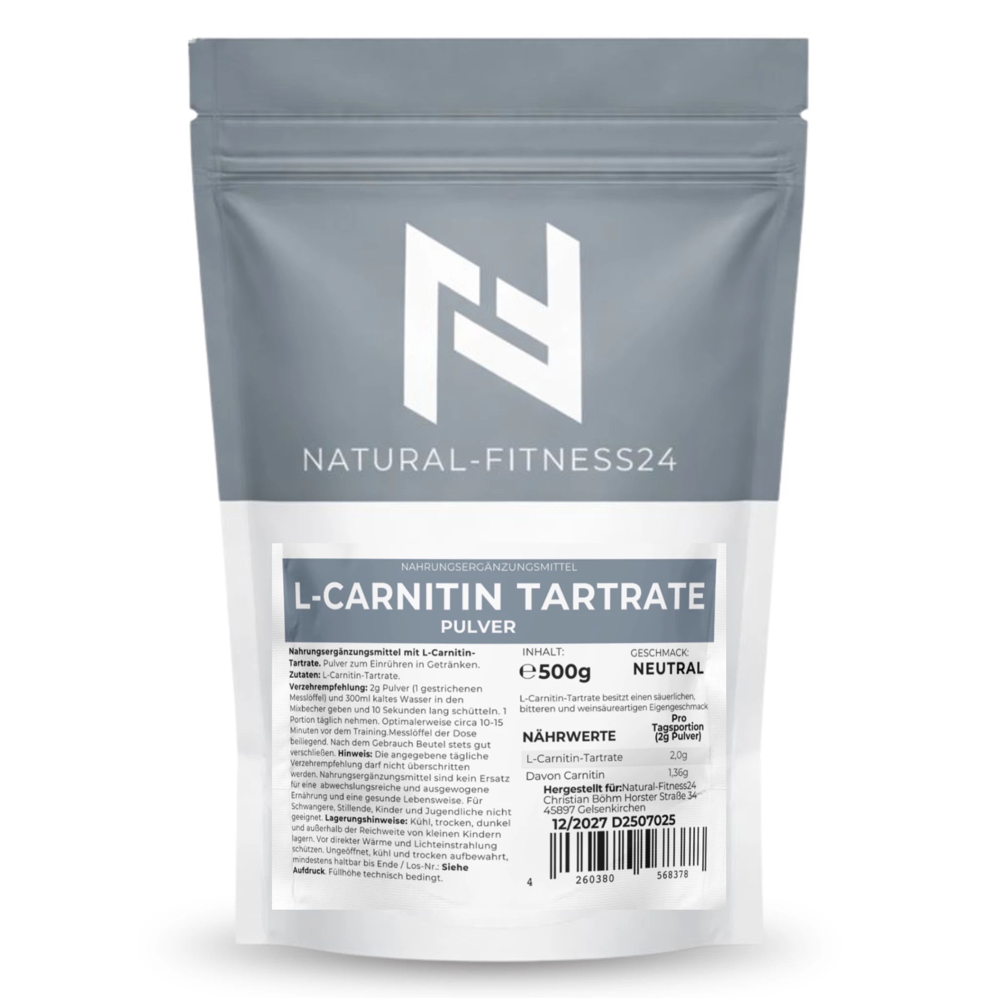 L-Carnitin Tartrate Pulver 500g neutral ohne Zusätze
