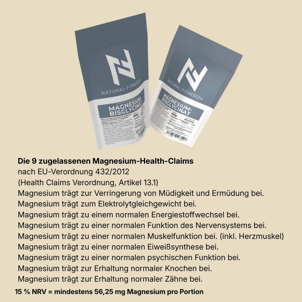 Magnesium Health Claims 9 zugelassene Wirkaussagen ab mindestens 56,25mg elementares Magnesium pro Portion