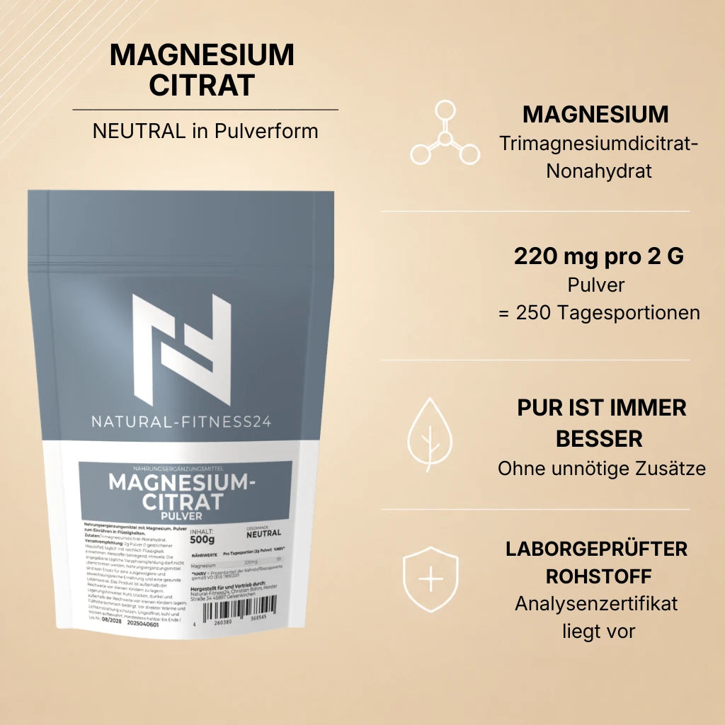 Magnesium Citrat Pulver 500g neutral