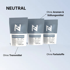 Magnesium-Komplex 500g Pulver neutral aus Bisglycinat Citrat Taurat und Malat aber nicht geschmacklos hinweis
