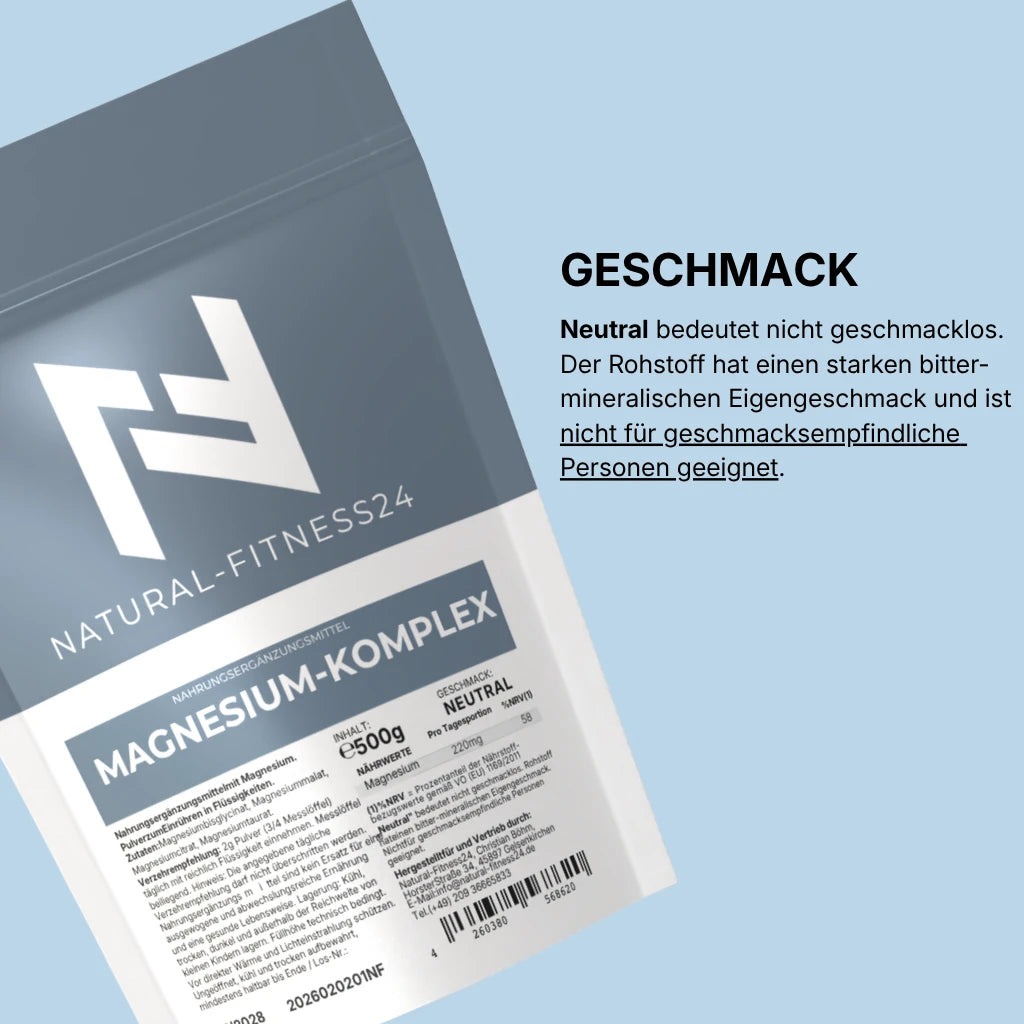 Magnesium-Komplex 500g Pulver neutral aus Bisglycinat Citrat Taurat und Malat ohne Geschmack