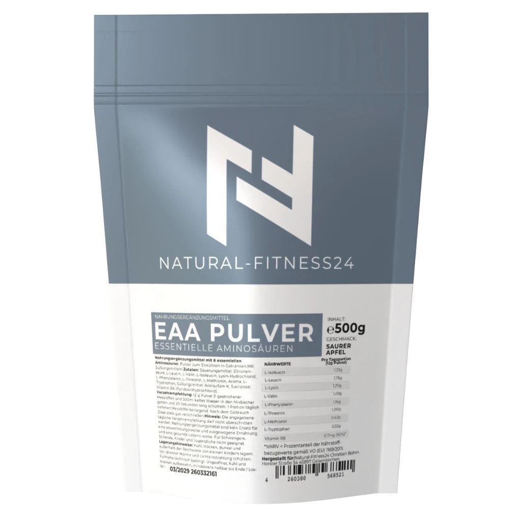 NF24 EAA Pulver 500g saurer Apfel-Geschmack, 8 essentielle Aminosäuren 