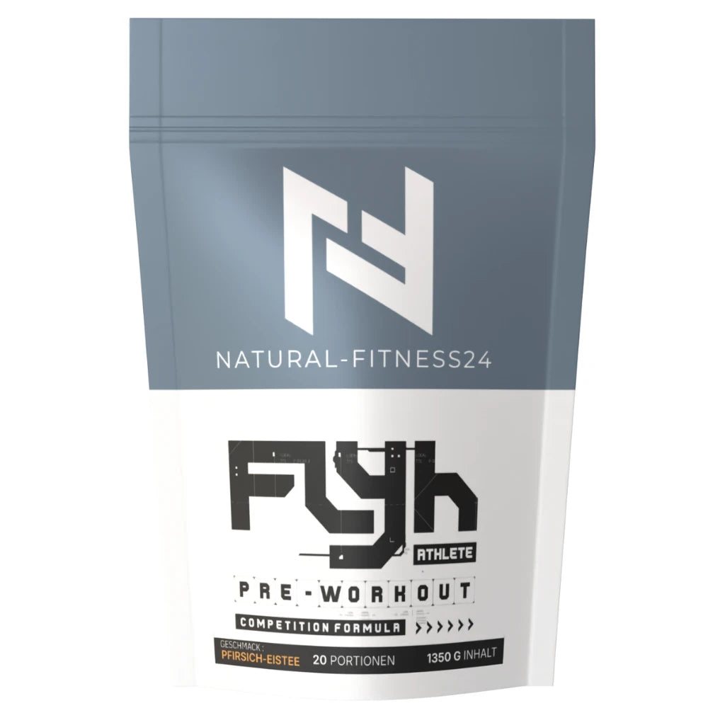 Workout Pulver von Natural-Fitness24 Fly Athlete im 1350g Beutel Pfirsich-Eisteee-Geschmack
