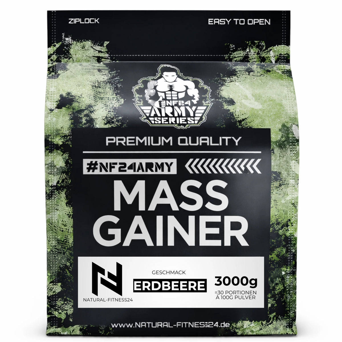 mass gainer 3kg 3000g erdbeere whey mit instant oats