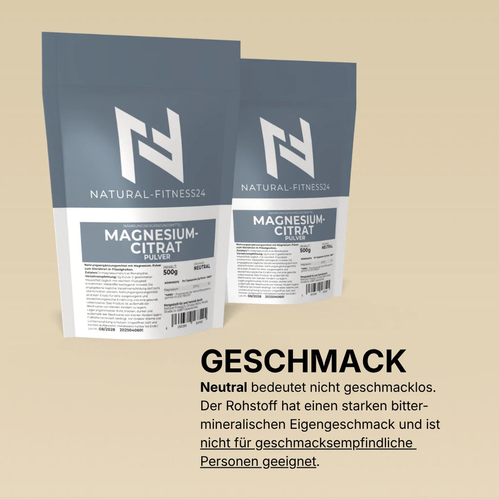 Magnesium Citrat Pulver 500g geschmack bitter