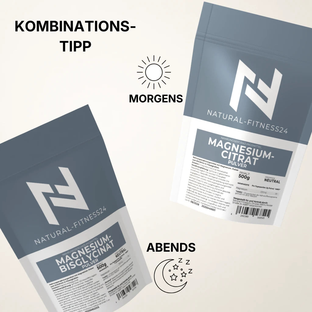 Magnesium Citrat Pulver und Magnesium Bisglycinat kombinieren