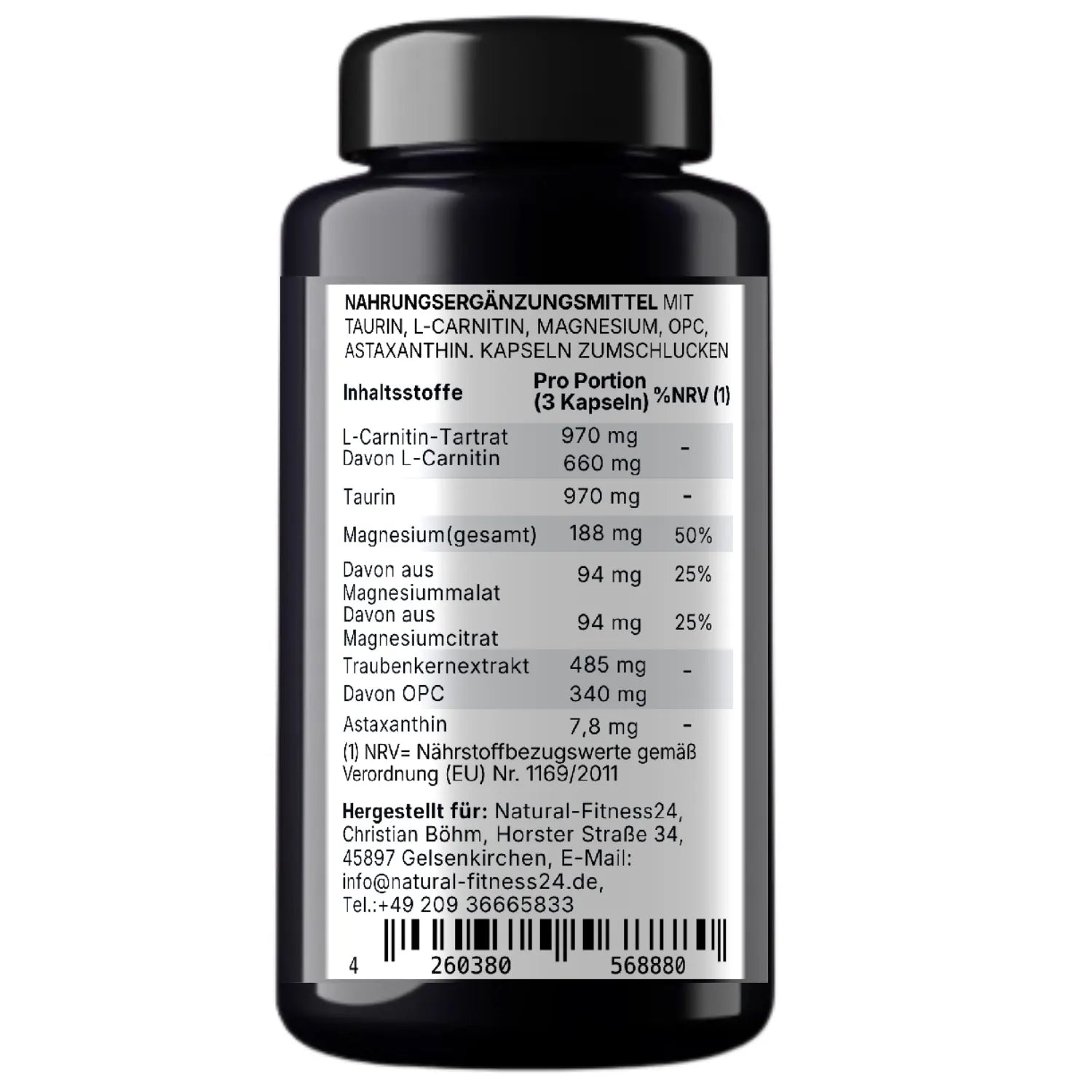 NF24 Morning Formula – L-Carnitin, Taurin, Magnesium, OPC & Astaxanthin Kapseln