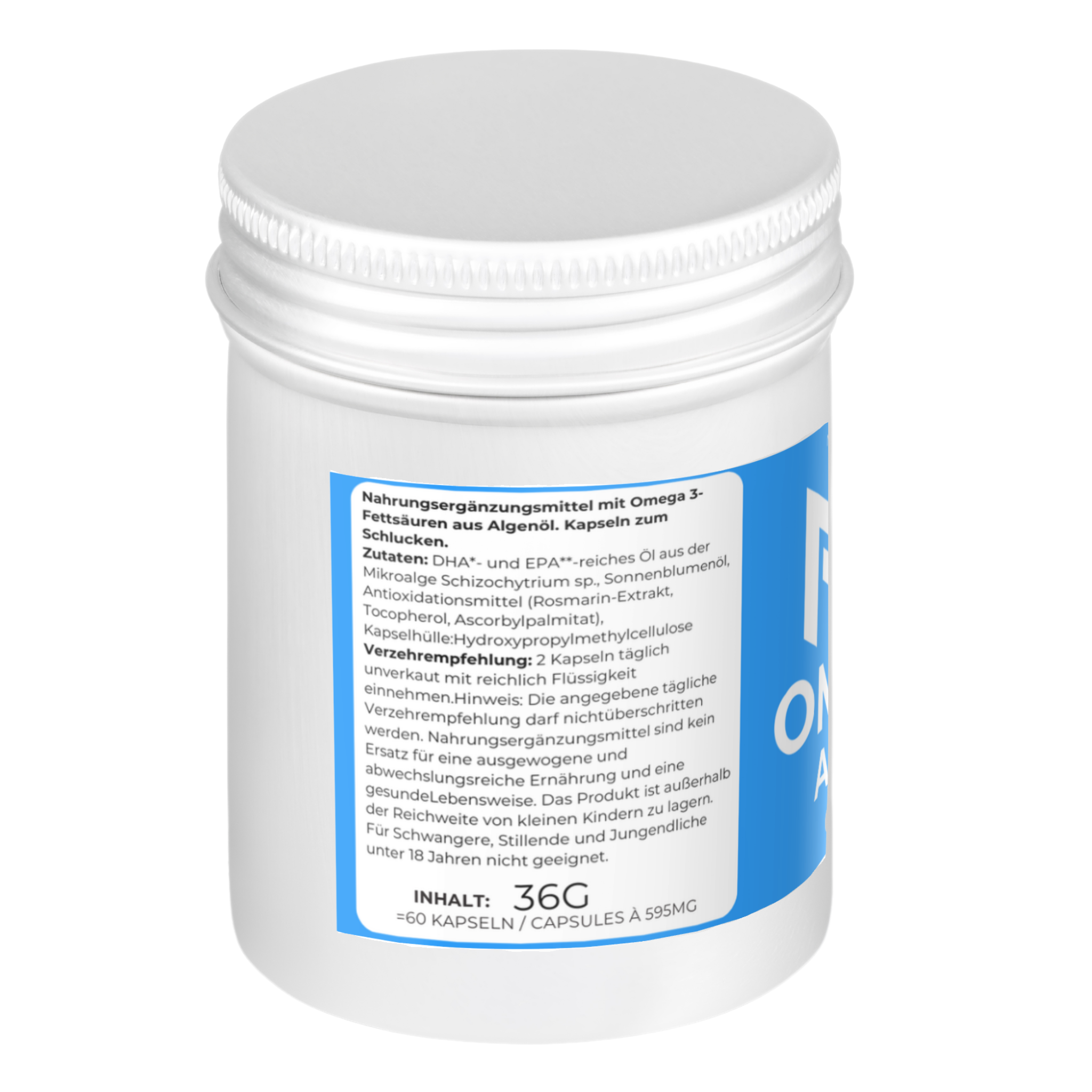 Vegane Omega 3 Kapseln mit Algenöl - 60 Kapseln