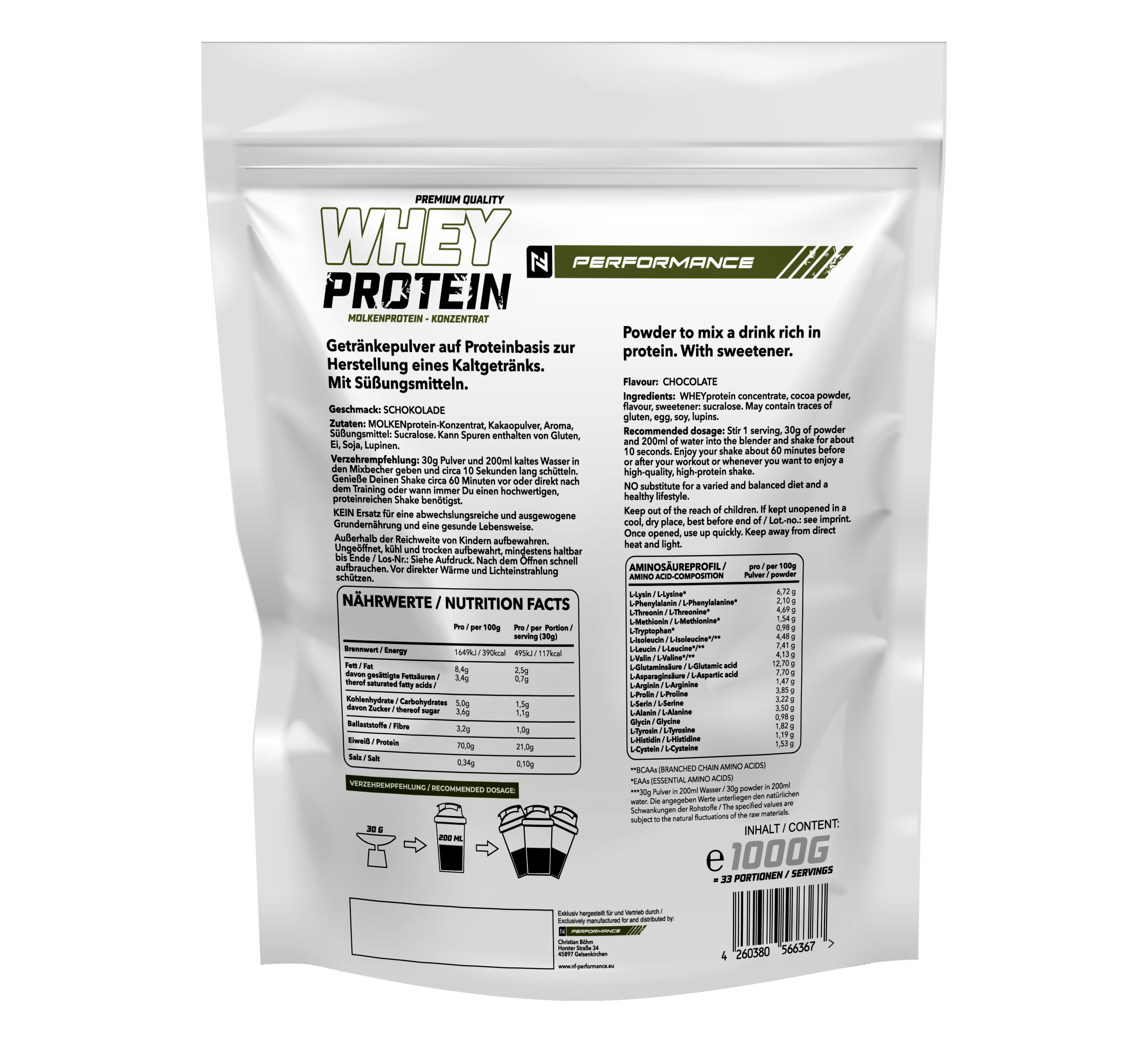NF24 Whey Protein Konzentrat 1Kg - Hochwertiges Molkenproteinpulver für deine Fitnessziele