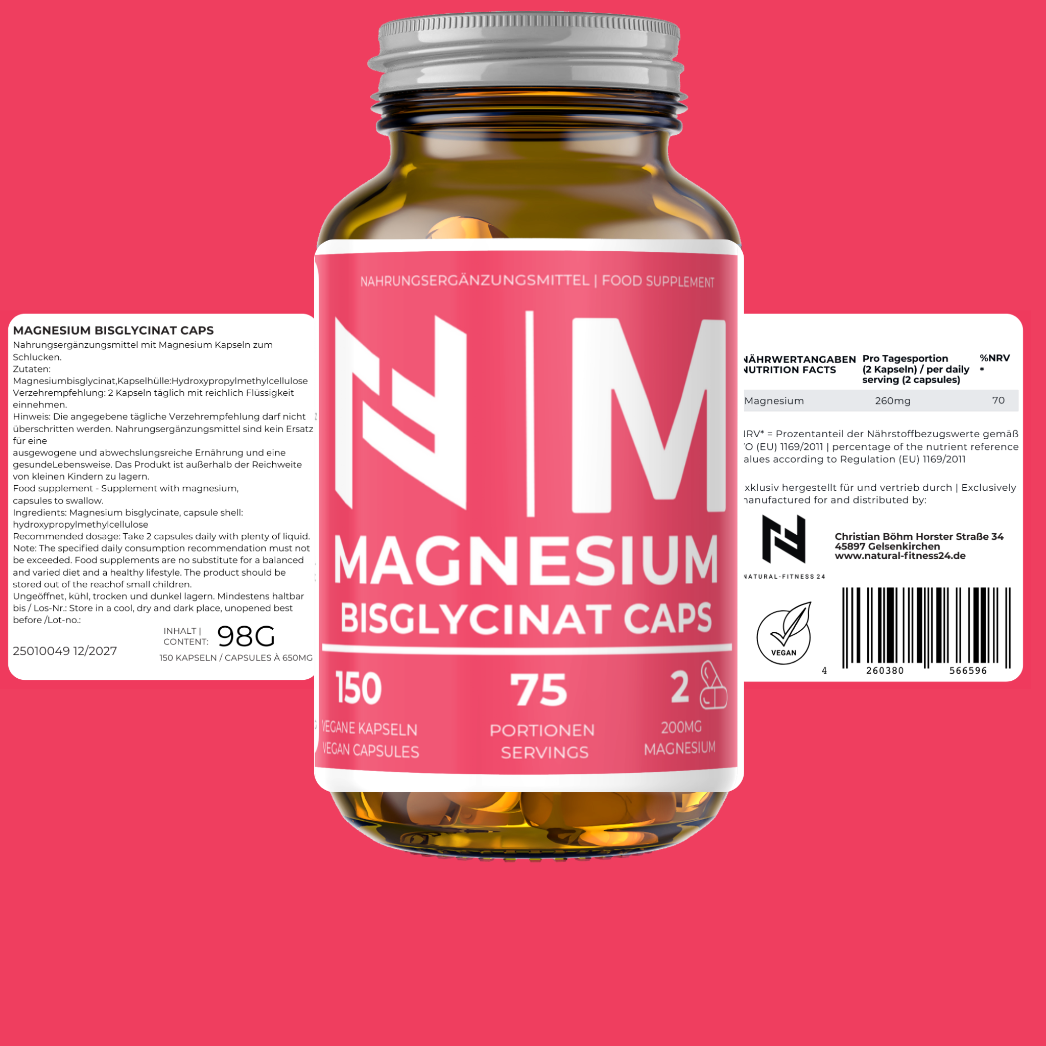 Magnesium Bisglycinat 150 Kapseln – Hochwertiges Magnesium in pflanzlicher Kapselhülle