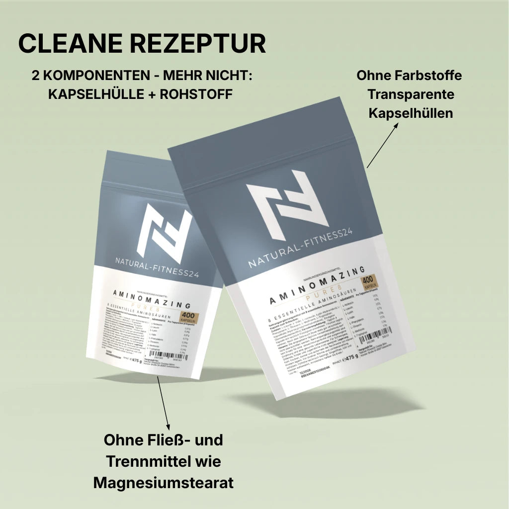 Aminomazing Pure 8 EAA Caps essentielle Aminosäuren 400 Kapseln , von Natural-Fitness24 - Cleane Rezeptur