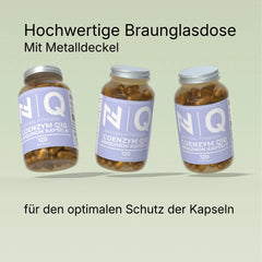 Coenzym Q10 Ubiquinon Kapseln von Natural-Fitness24 im Braunglas mit Metalldeckel